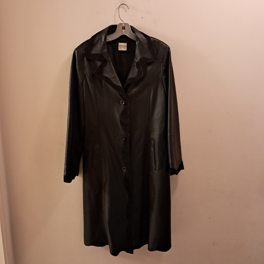Di Bello Collezione Leather Trench Coat Women's 42 US 10-12 Long Elegant Classic